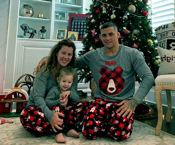 Image of Dustin Poirier with his wife Jolie Poirier and with their daughter