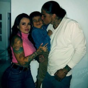 Image of Katherine Flores with her boyfriend Eddie and with their son