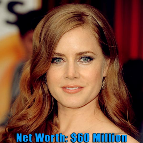 Image of American actress, Amy Adams net worth is $60 milllion; salary and source of income