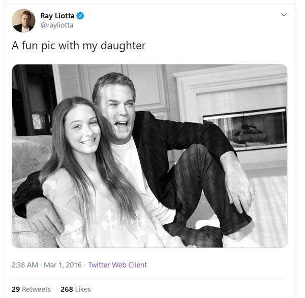 Picture of Twitter picture of Ray Liotta and his daughter