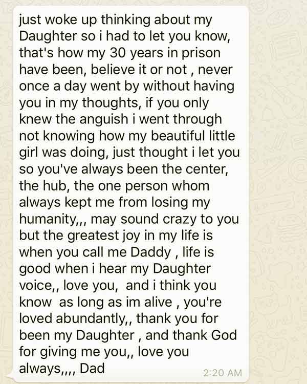 Image of  Tammy shared her father's message on her IG