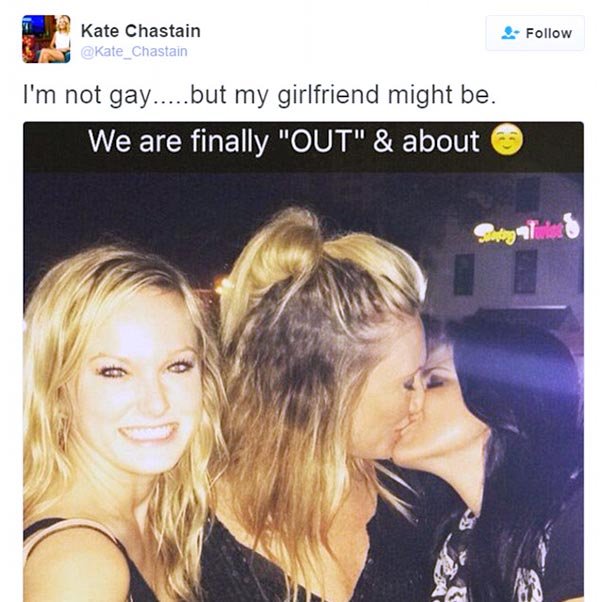 Image of Kate Chastain And Her Girlfriend Clicked Kissing