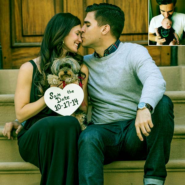 Image of  Josh Segarra and his beloved partner announcing the arrival of a new member in the family of two