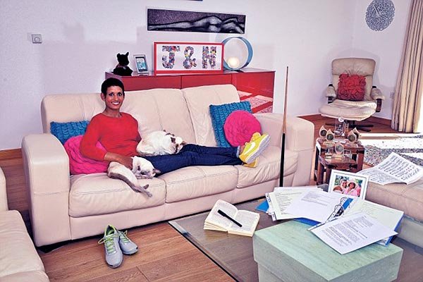 Image of Naga Munchetty in her home, spent most of her in her living room.