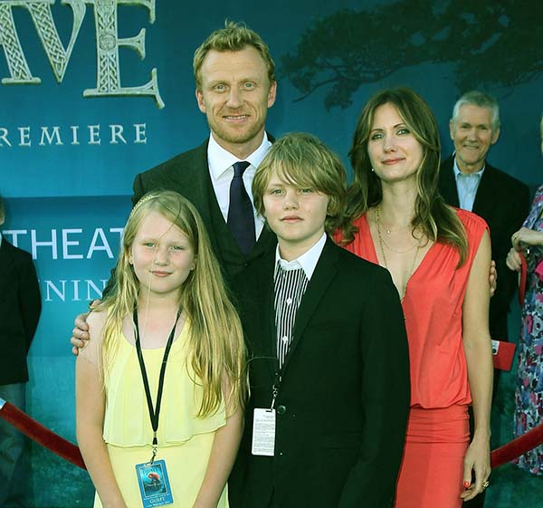Image of Kevin McKidd with his first wife Jane and with their kids 